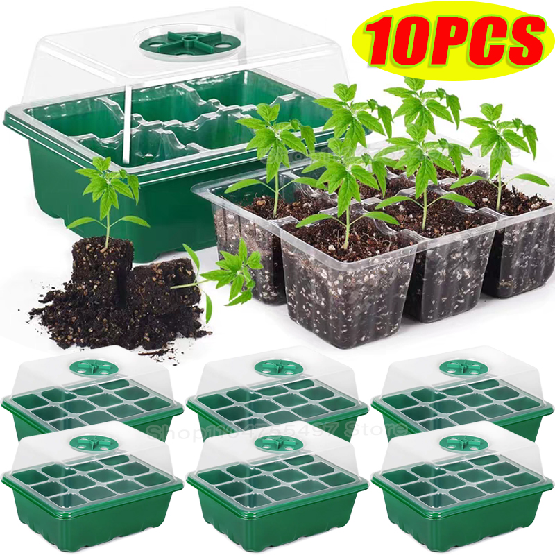 Dome Propagation Kit - 湿度調整可能なドームとベース付きの種子育成キット、屋内ミニ温室、種子栽培用スタータートレイ