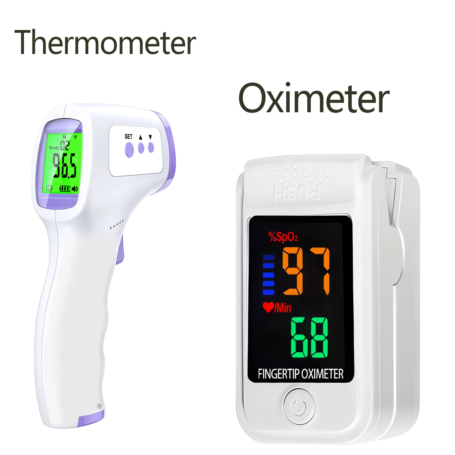 Do Oxygen Meter - 非接触デジタル赤外線額温度計または指先パルスオキシメーター酸素飽和度計オキシメーター