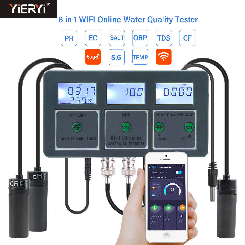 Ec Meter Digital - Tuya-インテリジェントph計,データロガー,温度,塩分,g。Ec orp-水テスター,カラバールプール,アナライザー,モニター,水耕栽培