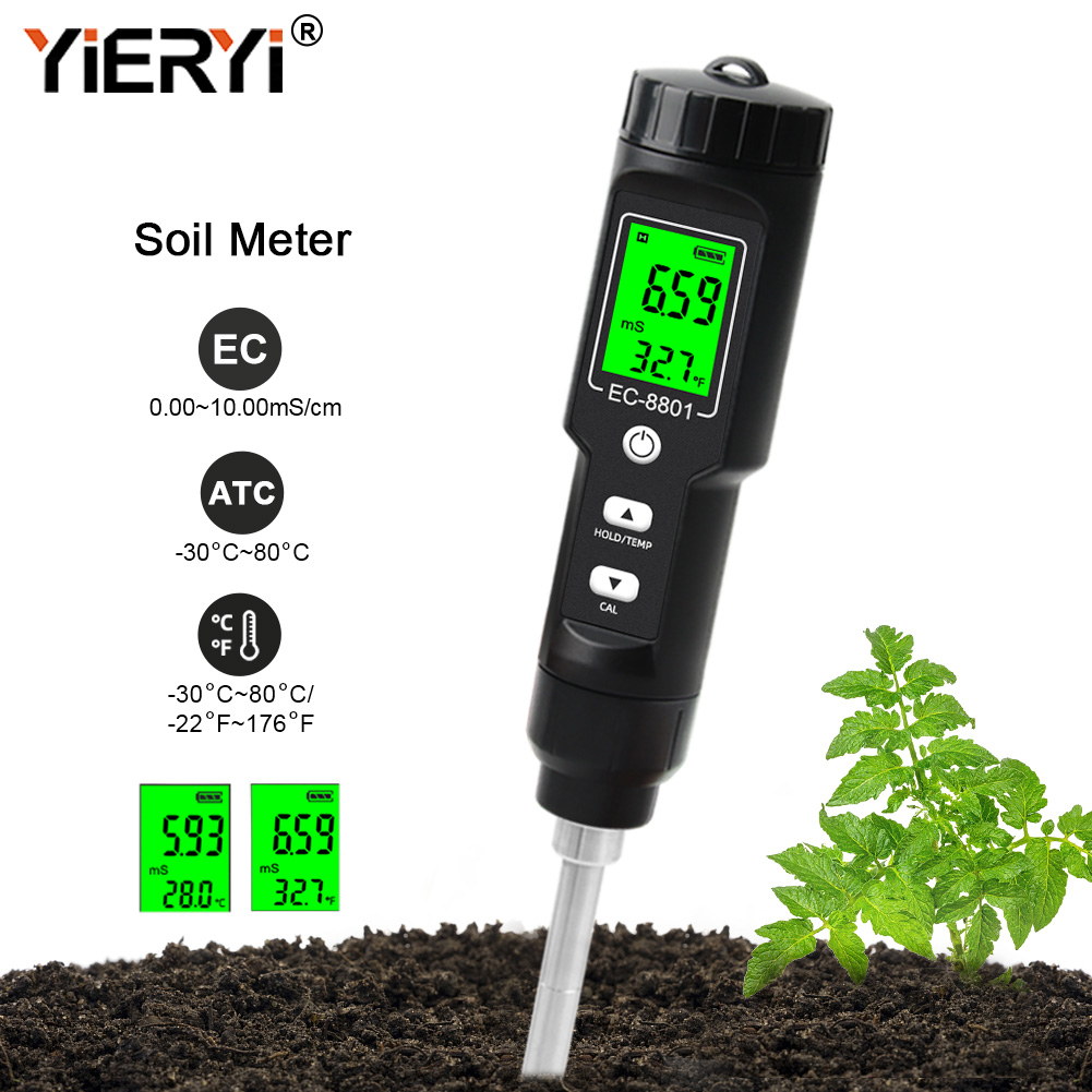 Ec Meter Digital - Yieryi EC/TEMP 土壌テスター 0.00-10.00 MS/cm ハンドデジタルガーデンメーター土壌テスターツール鉢植えガーデニング農業ファーム