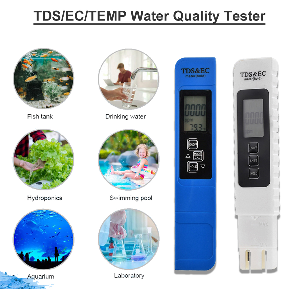 Ec Meter Digital - バックライト付き水質テスター,3in 1 phテスター,tds,ec,温度,導電率テスト,0-9999ppm