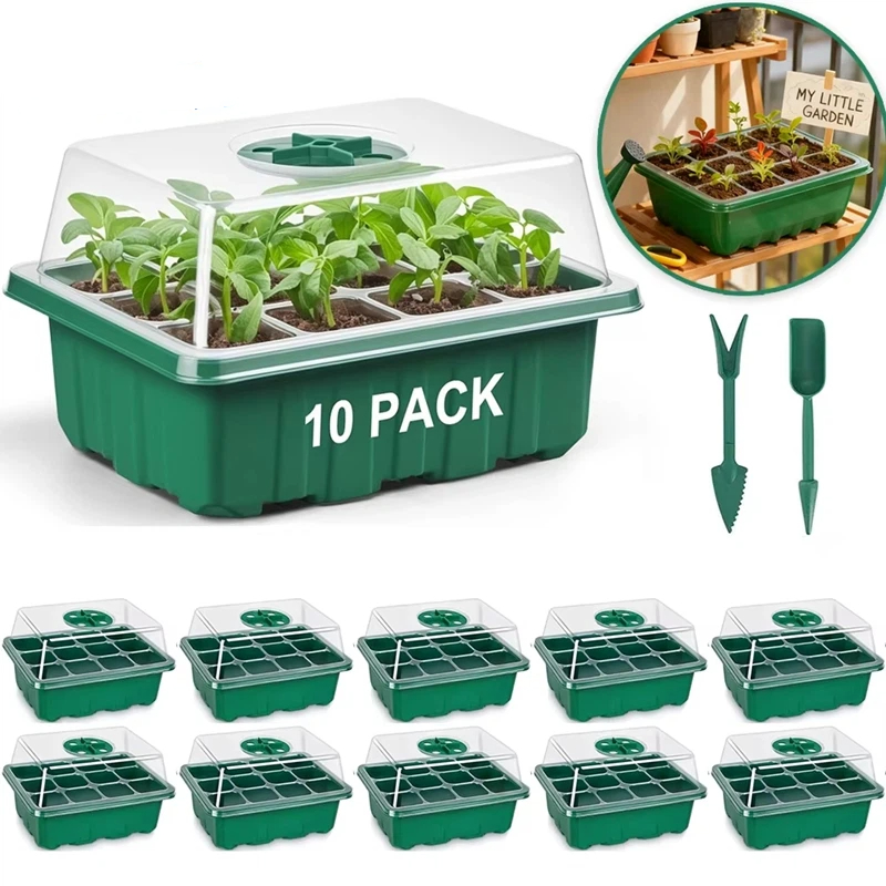 Dome Propagation Kit - 種子スタータートレイ ミニ温室発芽キット 湿度ドーム付き 植物苗育成トレイ ベース付き 繁殖キット