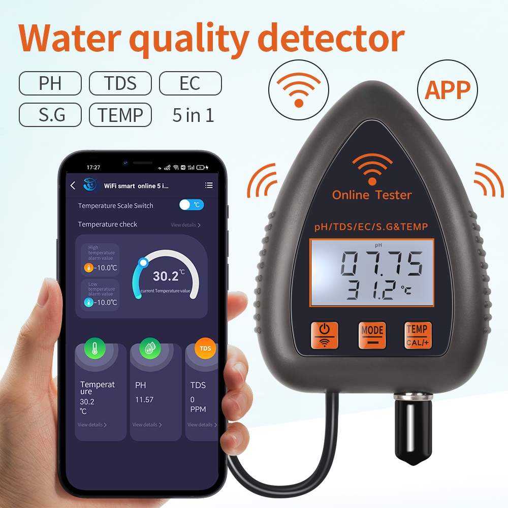Tuya WiFi 5 in 1 TDS/EC/SALT/S - Ec Meter Digital のレビューと価格
