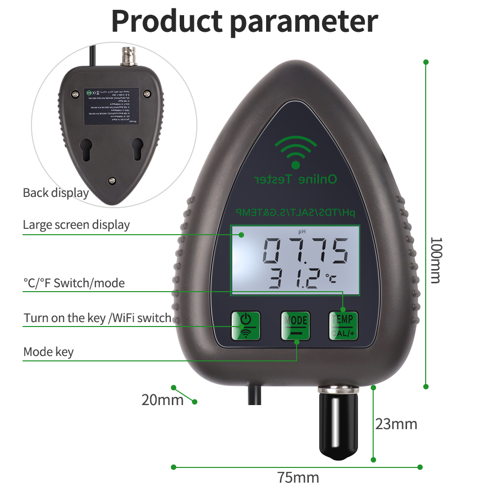 Tuya-テスター,高品質,オンラインモニター,真空計,ph - Ec Meter Digital のレビューと価格
