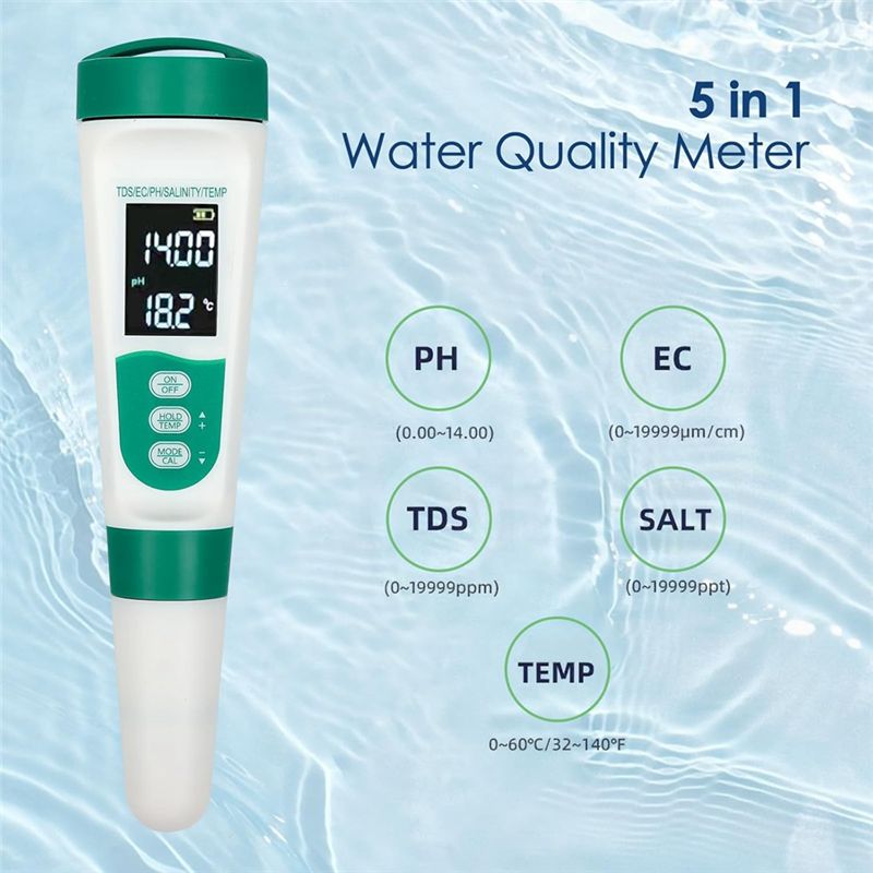AT02-5 In1 デジタル PH メーター高精度水質テス - Ec Meter Digital のレビューと価格