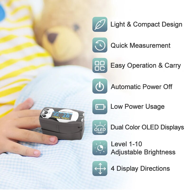 アクセサリー付きフィンガーパルスオキシメータ,血中酸素飽和度 - Do Oxygen Meter のレビューと価格